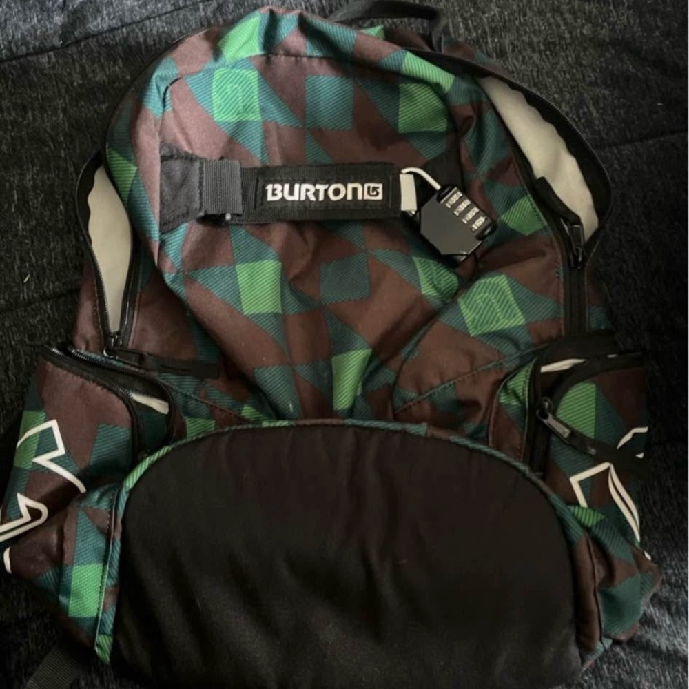 Burton Men's Backpack - Green and Brown Geometric Design